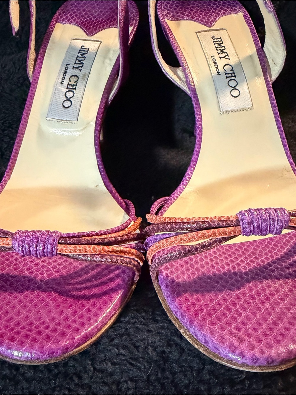 Vintage 2000s Spring 052 Jimmy Choo Kelissa Lilac Karung Leather 8.5 US/EU 39 - Picture 6 of 13